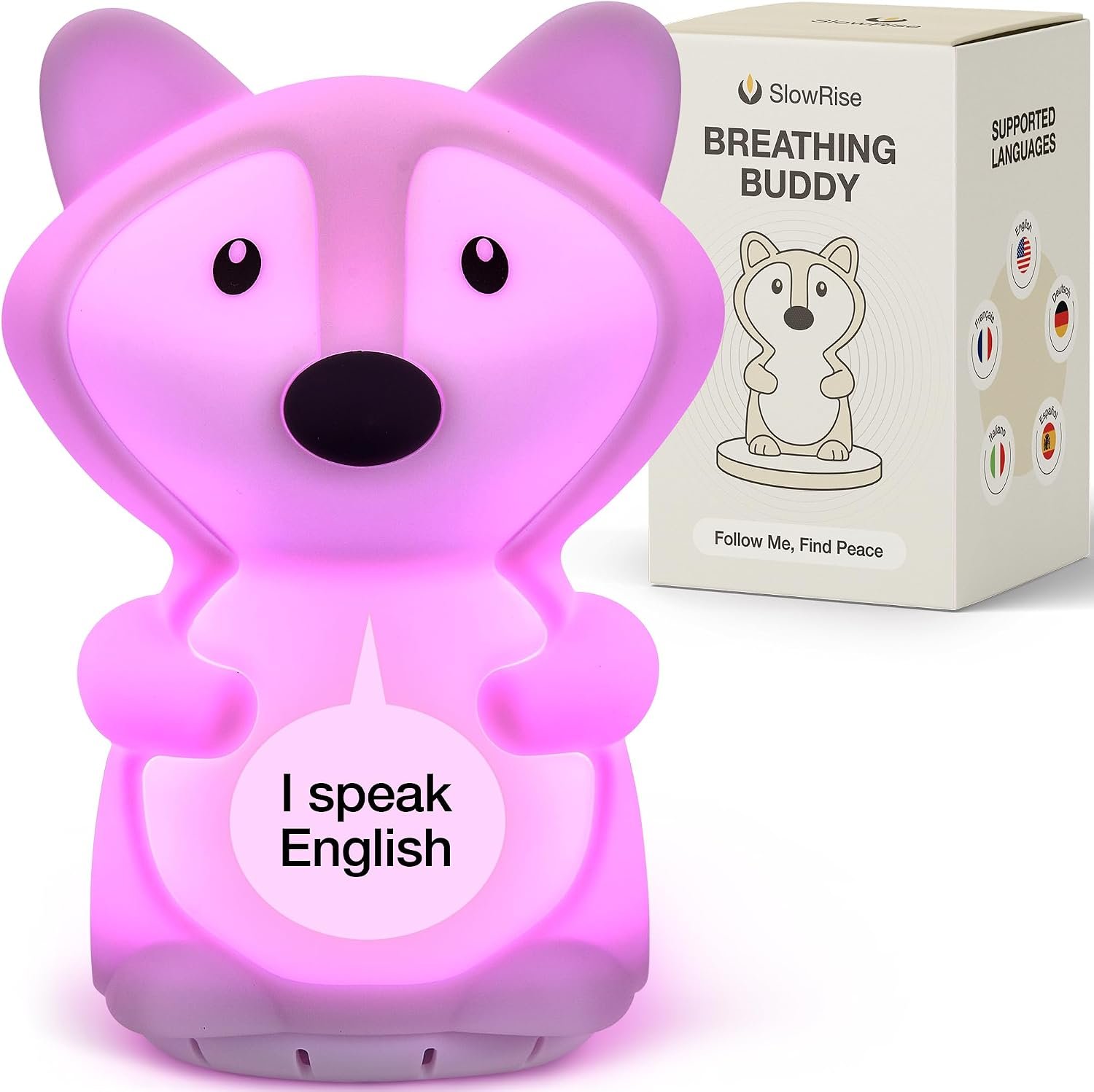 Speaking Breathing Lamp, Guided Meditation & Breathing Light, Kids & Adults | Improved Breathing Buddy with Optional Voice Guidance and Calming Light, Stress and Anxiety Relief Tool, Calming Device