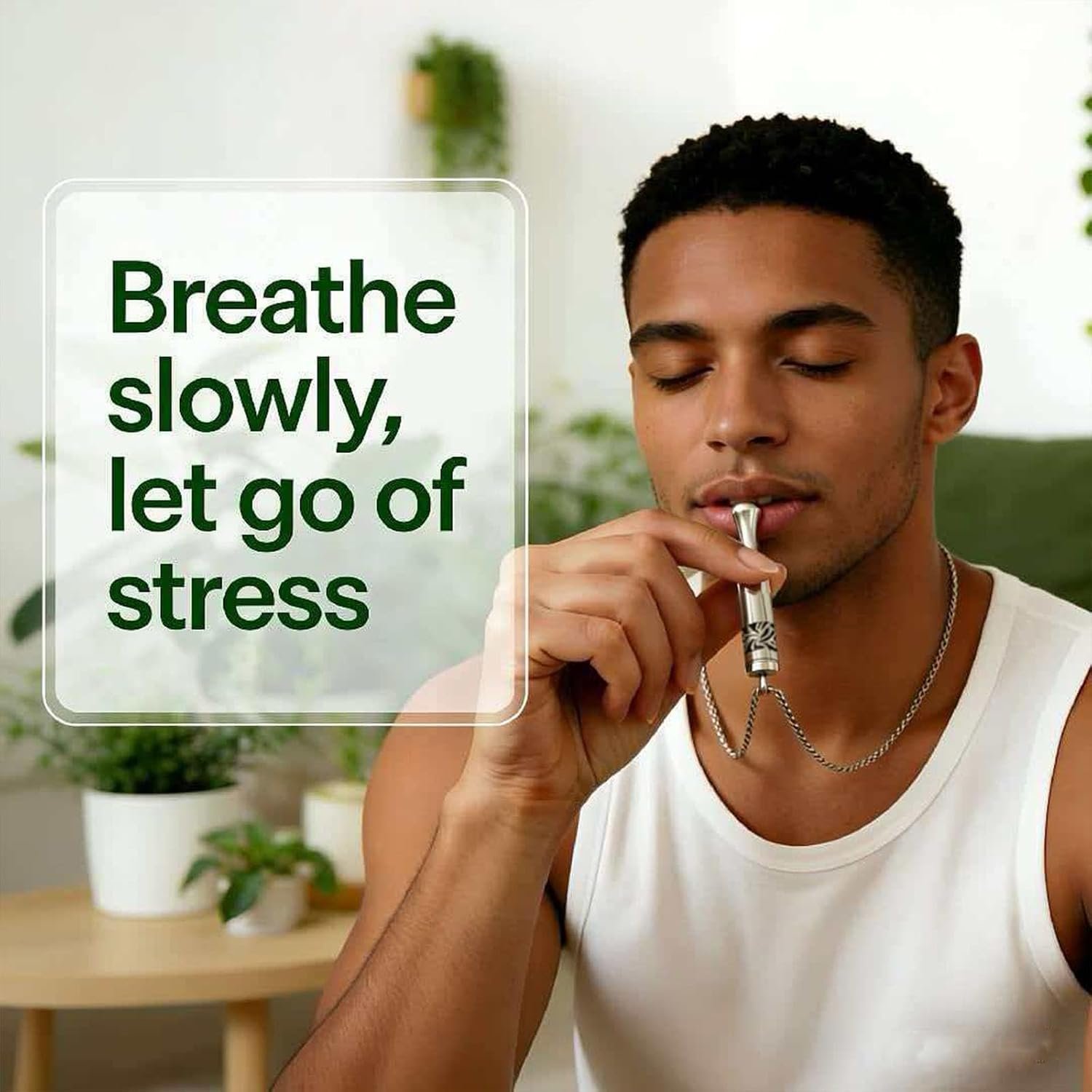 Stainless Steel Mindfulness Breathing Necklace & Essential Oil Diffuser for Women Men 2-in-1 Breathe Free Necklace Tool for Inner Balance, Relaxation and Meditation