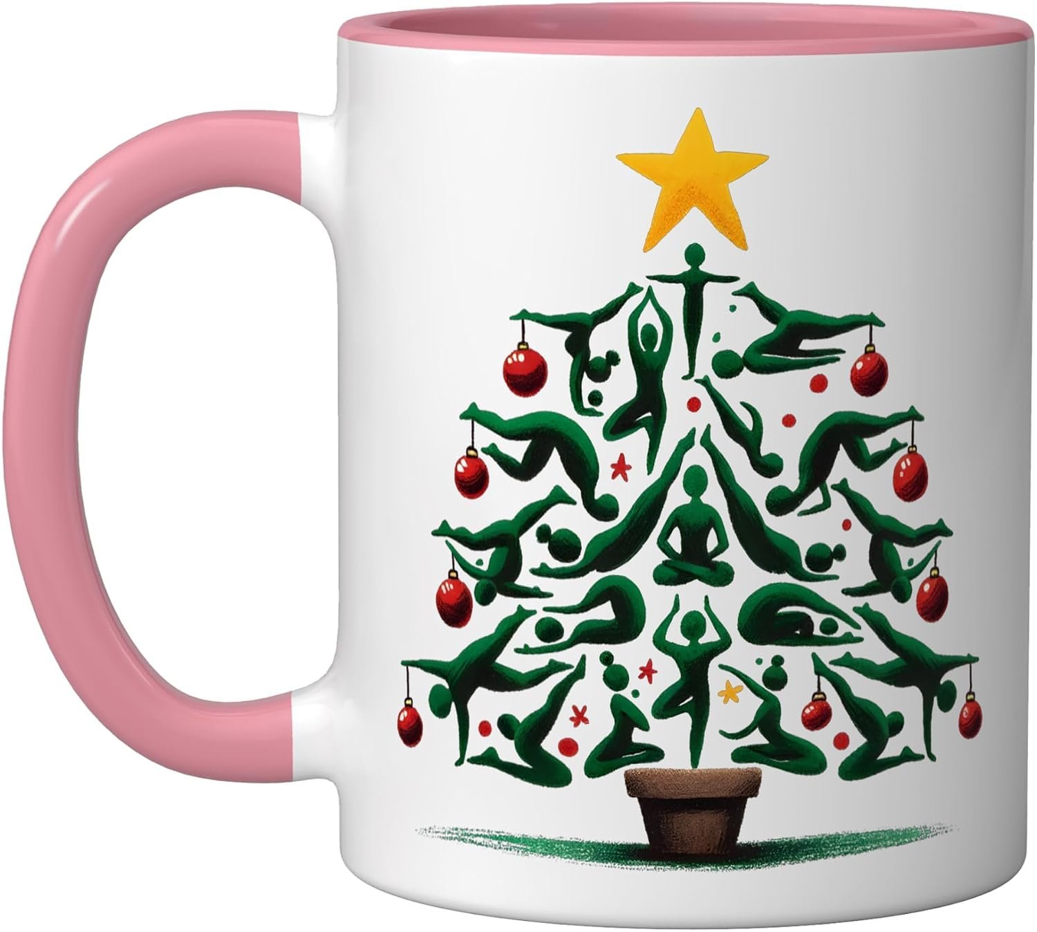 Yoga Meditation Spiritual Inspirational Namaste Yoga Ceramic Mug, Pink/White, 11oz