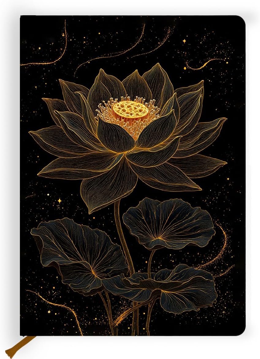 Lotus Pretty Leather Lined Journal 200 Pages A5 Ruled Notebooks