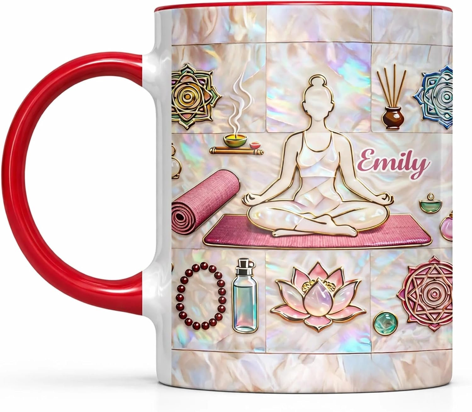 Personalized Yoga Meditation 3D Inflated Effect Coffee Mug Gift For Women Friend Meditation Lovers Ceramic Mug Inspirational Keepsake Present Family Daughter Mom Birthday Mothers day Cup