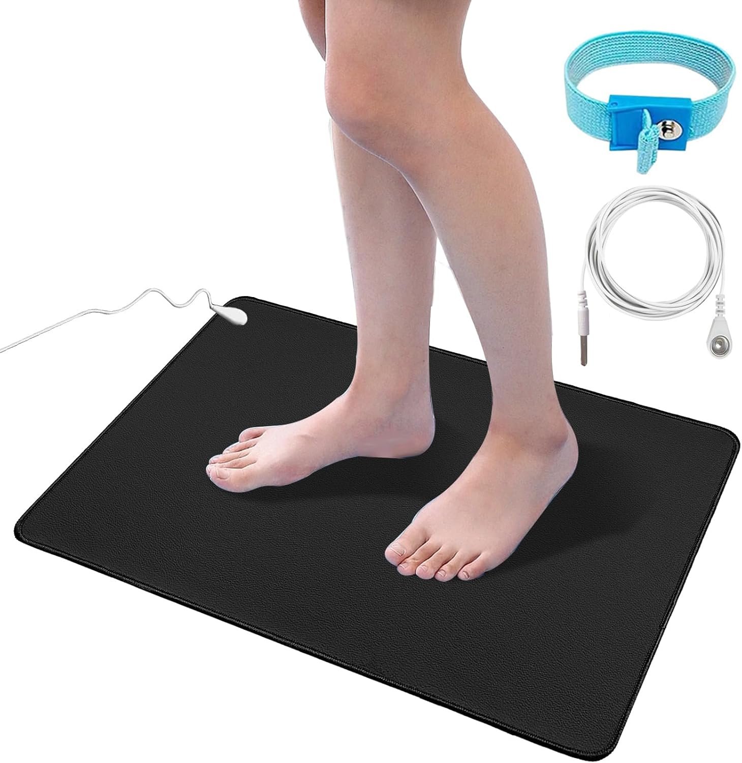 Grounding Mat Kit for Healthy Grounding Energy, Grounding Pad for Sleep with Grounding Wristband & 15ft Grounding Cord, for Improve Sleep and Reduce Anxiety