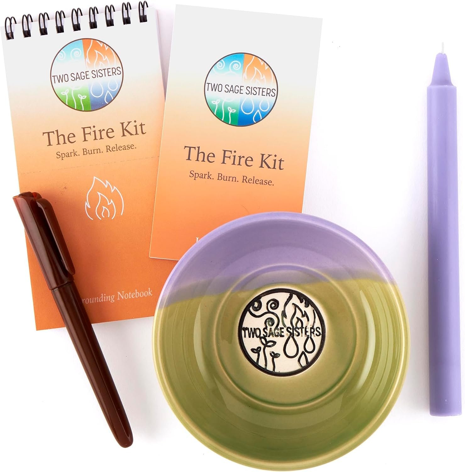 The Fire Kit – Burn Negative Thoughts for Stress Relief and Healing – Give the Gift of Peace of Mind – Self Care Kit By Two Sage Sisters
