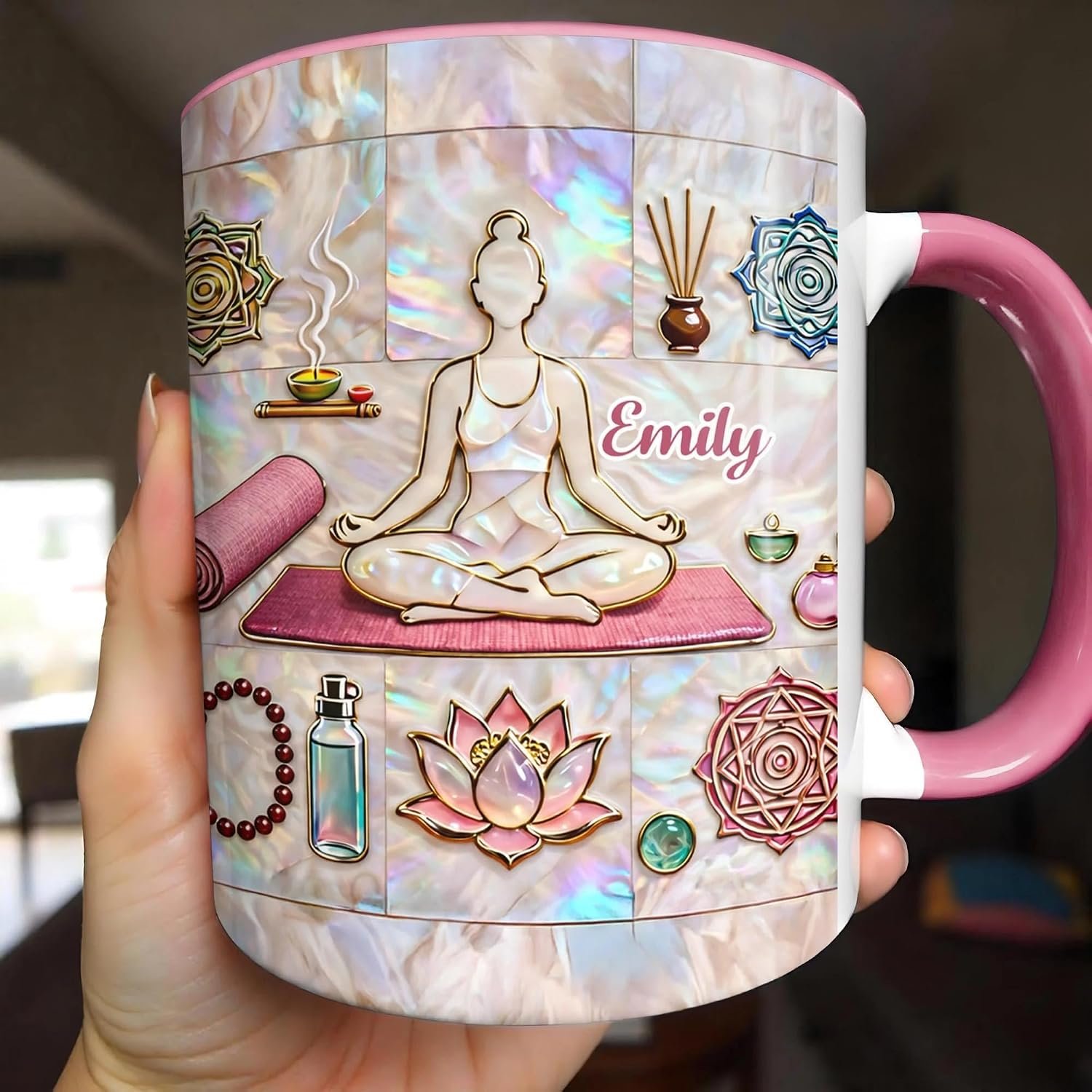 Coffee Mug For Women Family Birthday Yoga Meditation Inspirational Cup Ceramic Drinkware Find Your Inner Peace Yoga Meditation With Lotus Symbols Personalized Lotus Flower Mug